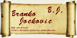 Branko Jocković vizit kartica